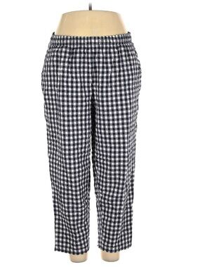 100% Cotton Gingham Pull-On Trousers in Navy & White